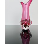 Josef Hospodka (1923-1989), Vintage Pink-Rosaline Art Glass Vase by Josef Michal Hospodka, Chřibská Glassworks, 1960s