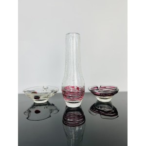 Jiřina Žertová (1932), Crackled Glass Collection with Red Thread Decoration, Lednické Rovné Glassworks, 1960s