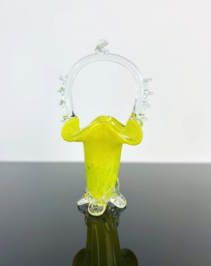 Art Deco Yellow Glass Basket