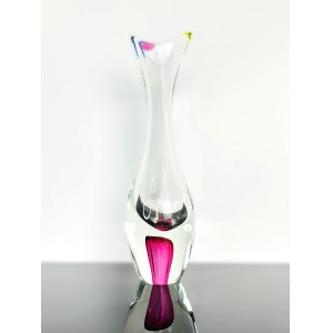 Pavel Juda, Tall Art Glass Vase 35CM, Škrdlovice Glassworks, Czechoslovakia 1960s