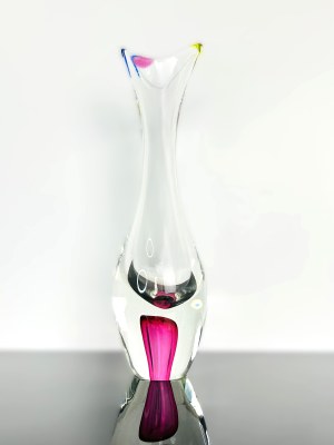Pavel Juda, Tall Art Glass Vase 35CM, Škrdlovice Glassworks, Czechoslovakia 1960s
