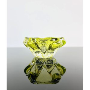 Hana Machovská (*1937), Citrine Glass Ashtray, Mstišov Glassworks, 1970s