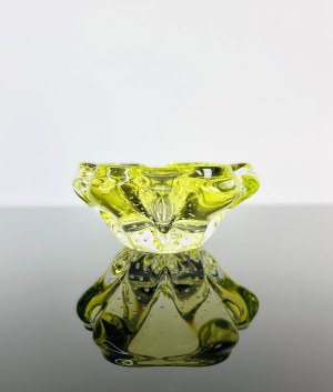 Hana Machovská (*1937), Citrine Glass Ashtray, Mstišov Glassworks, 1970s