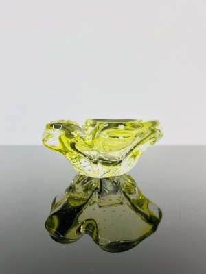 Hana Machovská (*1937), Citrine Glass Ashtray, Mstišov Glassworks, 1970s