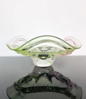Massive Art Bowl Uranium-Pink Glass with Inside 