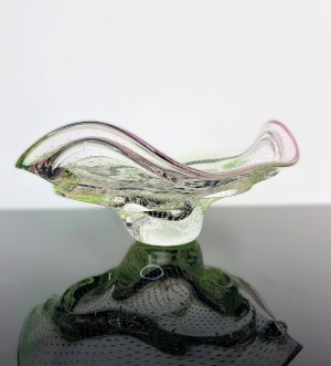 Massive Art Bowl Uranium-Pink Glass with Inside 