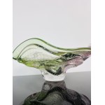 Massive Art Bowl Uranium-Pink Glass with Inside SODA, Škrdlovice Glassworks