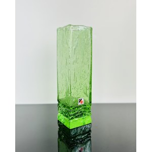 Green Uranium Glass Vase with Encased Bubbles, Svoboda Glassworks, Czechoslovakia