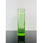 Green Uranium Glass Vase with Encased Bubbles, Svoboda Glassworks, Czechoslovakia