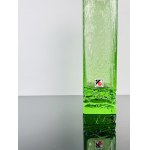 Green Uranium Glass Vase with Encased Bubbles, Svoboda Glassworks, Czechoslovakia