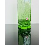 Green Uranium Glass Vase with Encased Bubbles, Svoboda Glassworks, Czechoslovakia