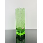 Green Uranium Glass Vase with Encased Bubbles, Svoboda Glassworks, Czechoslovakia