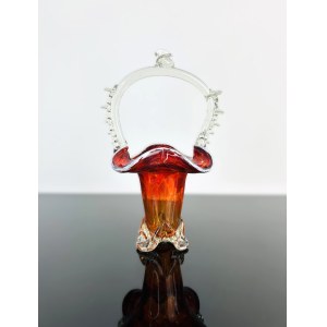 Art Deco Red Glass Basket