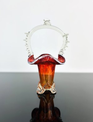 Art Deco Red Glass Basket