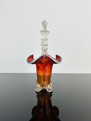 Art Deco Red Glass Basket