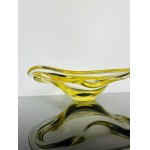 Miloslav Klinger (1922 - 1999), Yellow Art Glass Bowl by Klinger, Železný Brod Glassworks, 1970s