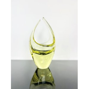 Miloslav Klinger (1922 - 1999), Vintage Yellow Glass Basket by Klinger, Železný Brod Glassworks, 1960s