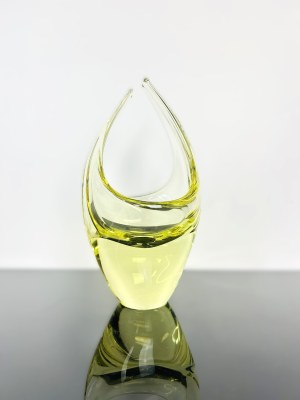 Miloslav Klinger (1922 - 1999), Vintage Yellow Glass Basket by Klinger, Železný Brod Glassworks, 1960s