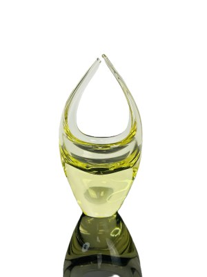 Miloslav Klinger (1922 - 1999), Vintage Yellow Glass Basket by Klinger, Železný Brod Glassworks, 1960s