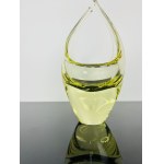 Miloslav Klinger (1922 - 1999), Vintage Yellow Glass Basket by Klinger, Železný Brod Glassworks, 1960s