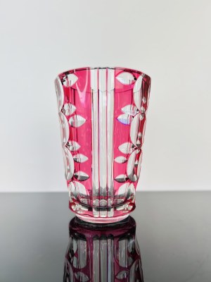 Karel Wünsch (1932 - 2020), Dual-Tone Cut Glass Vase by Nový Bor Glassworks, Czechoslovakia, 1965