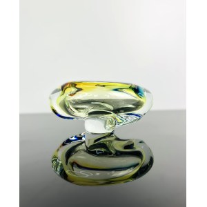Josef Rozinek (1911 - 1992), Art Glass Ashtray by Nový Bor, 1960s - Spectrum of Colors