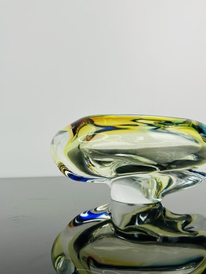Josef Rozinek (1911 - 1992), Art Glass Ashtray by Nový Bor, 1960s - Spectrum of Colors