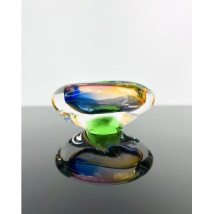 Josef Rozinek (1911 - 1992), Art Glass Ashtray by Nový Bor, 1960s - Spectrum of Colors