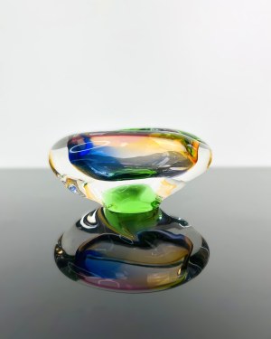 Josef Rozinek (1911 - 1992), Art Glass Ashtray by Nový Bor, 1960s - Spectrum of Colors