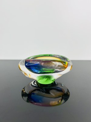 Josef Rozinek (1911 - 1992), Art Glass Ashtray by Nový Bor, 1960s - Spectrum of Colors
