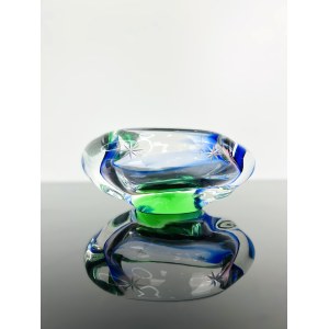 Josef Rozinek (1911 - 1992), Art Glass Ashtray by Nový Bor, 1960s - Spectrum of Colors