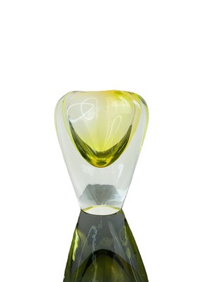 Josef Rozinek (1911 - 1992), Citrine Art Glass Vase by Nový Bor Glassworks, 1960s