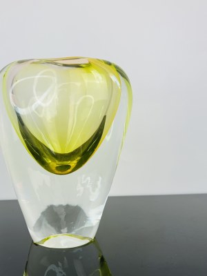 Josef Rozinek (1911 - 1992), Citrine Art Glass Vase by Nový Bor Glassworks, 1960s