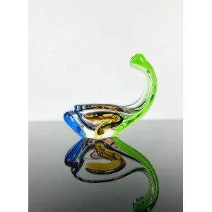 Karel Zemek (1909 - 1965), Art Glass Cigar Ashtray “Rhapsody” Collection by Mstišov Glassworks, Pattern 53703/15