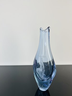 Miloslav Klinger (1922 - 1999), Alexandrite Glass Vase with Engraved Woman by Železný Brod Glassworks