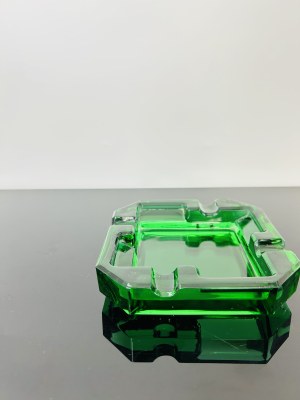 Green Art Glass Ashtray, Glass Union, 1970s