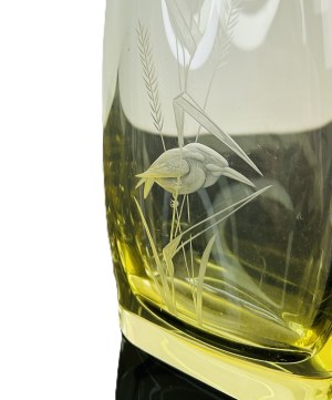 Miloslav Klinger (1922 - 1999), Engraved Bird Art Glass Vase by Železný Brod (ZvS), 1960s