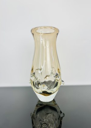 Ladislav Paleček (1933), Large Amber Art Glass Vase by Škrdlovice Glassworks, 1970s