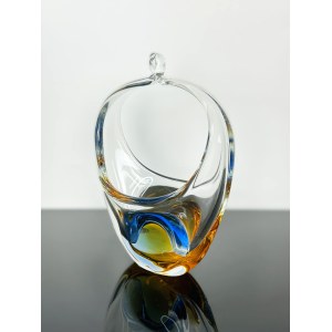 Oldřich Lípa (1929 - 2014), Art Glass Basket by Karlovy Vary - MOSER, Pattern KV-53961/18