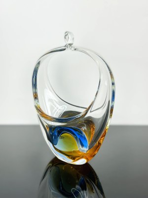 Oldřich Lípa (1929 - 2014), Art Glass Basket by Karlovy Vary - MOSER, Pattern KV-53961/18