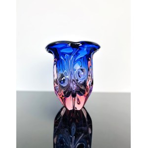 Art Glass Vase RED CORE by Mstišov-MOSER, 1980s