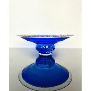 Cobalt Blue “Galaxy” Art Glass Bowl by Lednické Rovné Glassworks, 1960s