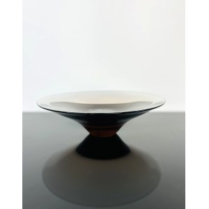 Amber Art Glass Bowl, Handblown Czechoslovakia, 1970s