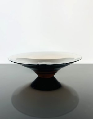Amber Art Glass Bowl, Handblown Czechoslovakia, 1970s
