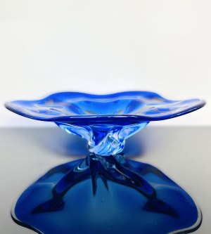 Massive Cobalt Art Glass Bowl, Czechoslovakia, 1970s