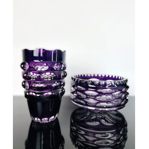 Amethyst Art Glass Set - Vase & Bowl, Czechoslovakia