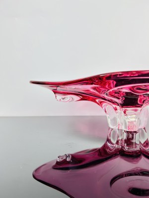 Josef Hospodka (1923-1989), Pink Art Glass Bowl by Chribska, 1960s