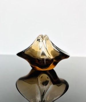 Emanuel Beranek (1899-1973), Amber Glass Basket by Škrdlovice Glassworks, Pattern 51100