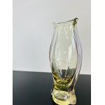 Citrine-Rosaline Glass Vase with Floral Engraving, Czechoslovak 1980s