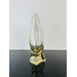 Citrine-Rosaline Glass Vase with Floral Engraving, Czechoslovak 1980s